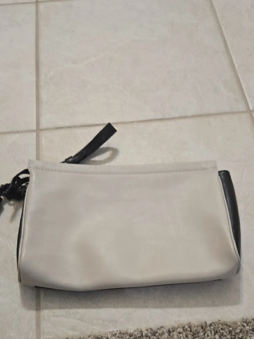 Coach Black and Cream Leather Wristlet Clutch NWT